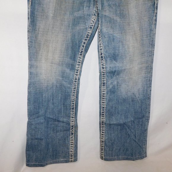 Silver Mens 34 / 32 Flap Jeans Blue Loose Fit Straight Leg Distressed - Picture 8 of 15